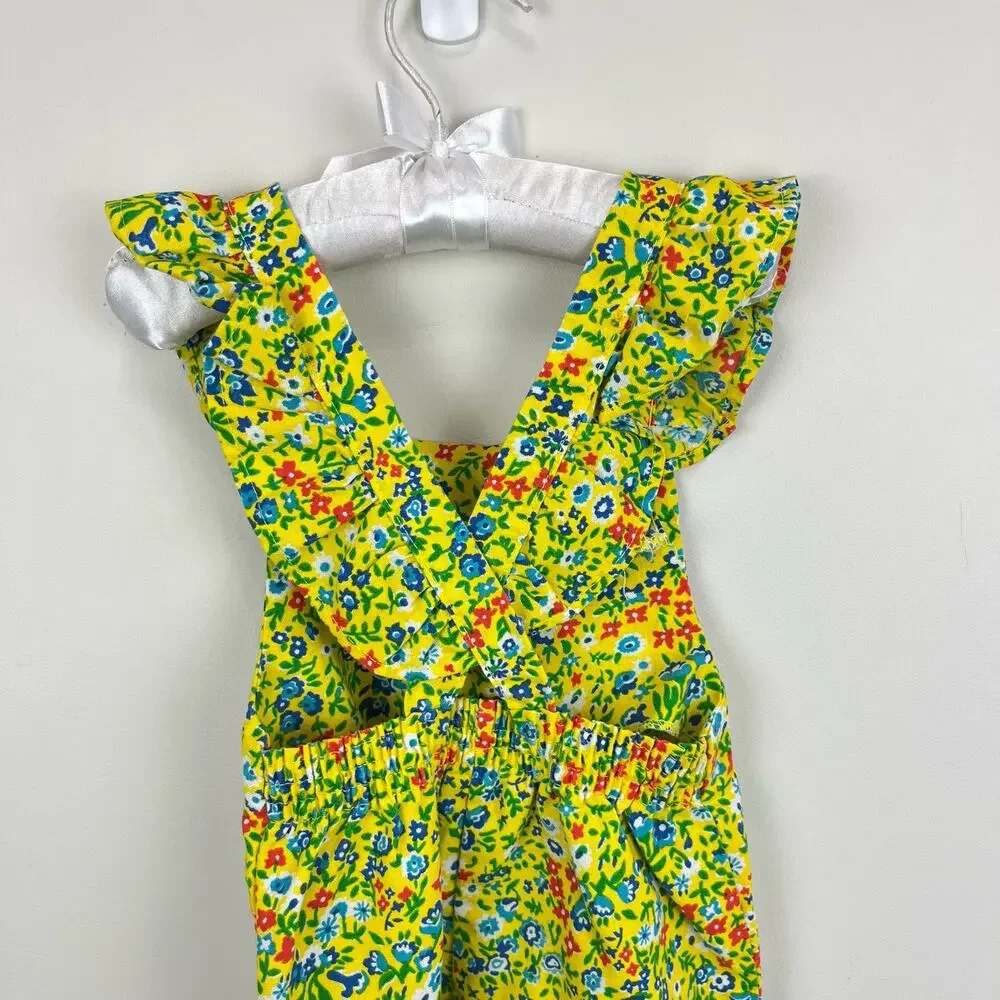 Vintage Alber Yellow Floral overalls 2T USA